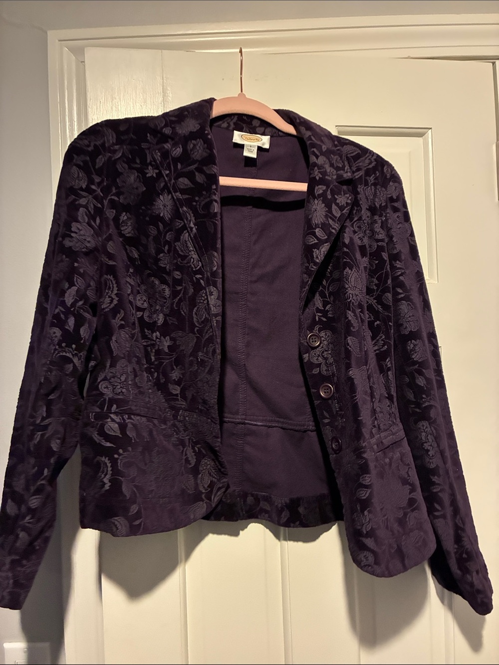 Talbots Purple Velvet Floral Blazer